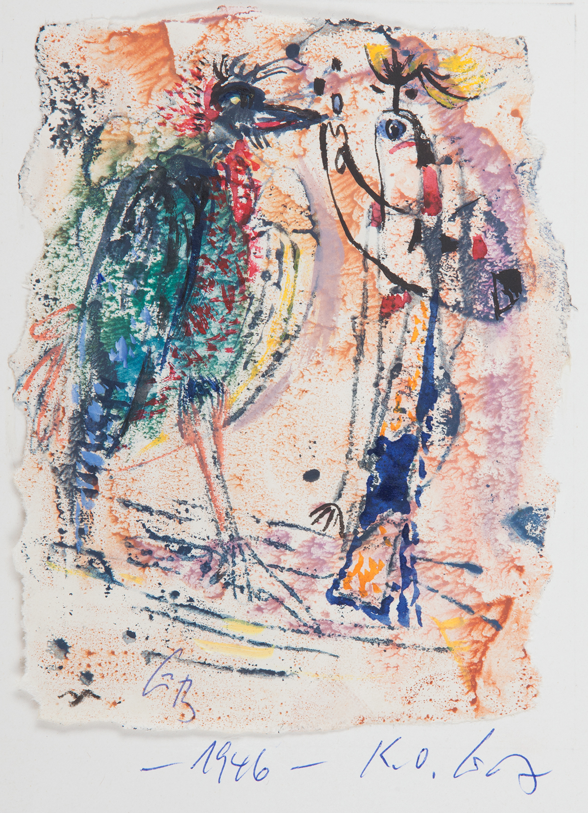o.T. 1946 15,0 x 11,5 cm Aquarell und Farbkreide Bütten