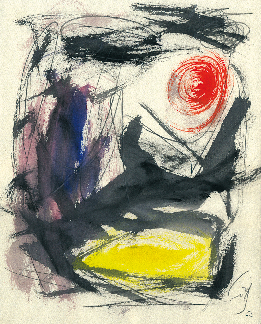 o.T. 1952 25,2 x 22,4 cm Aquarell und Frabkreiden Bütten1952 Hennemann
