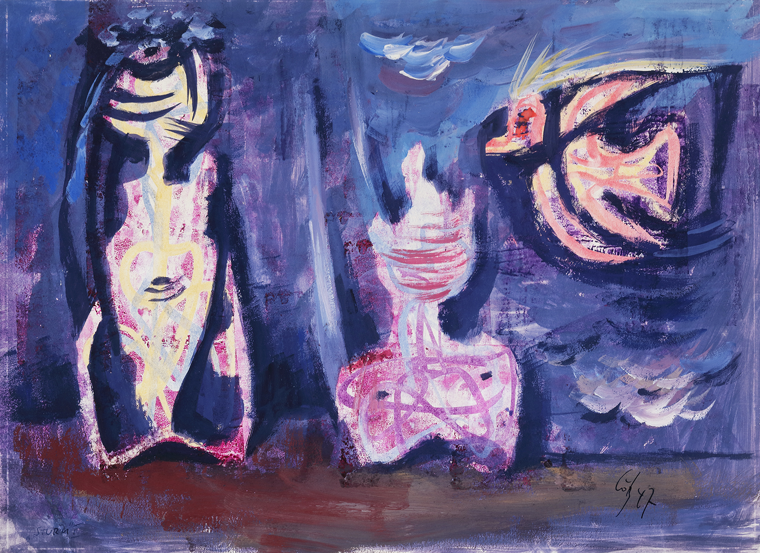 STURM I 1947 31×41,5cm Gouache auf Druckfarben Ekta K1O4B18