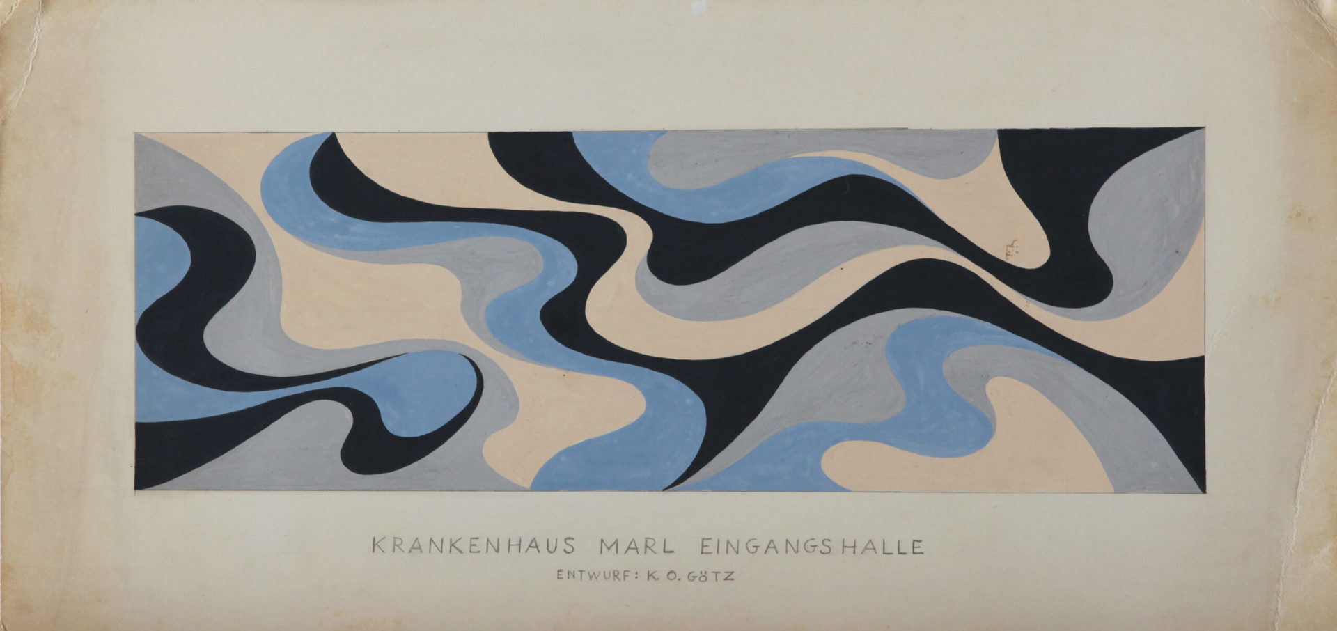 Entwurf Krankenhaus Marl Eingangshalle ca. 1952 24×50 cm Tempera auf Karton IMG_2033