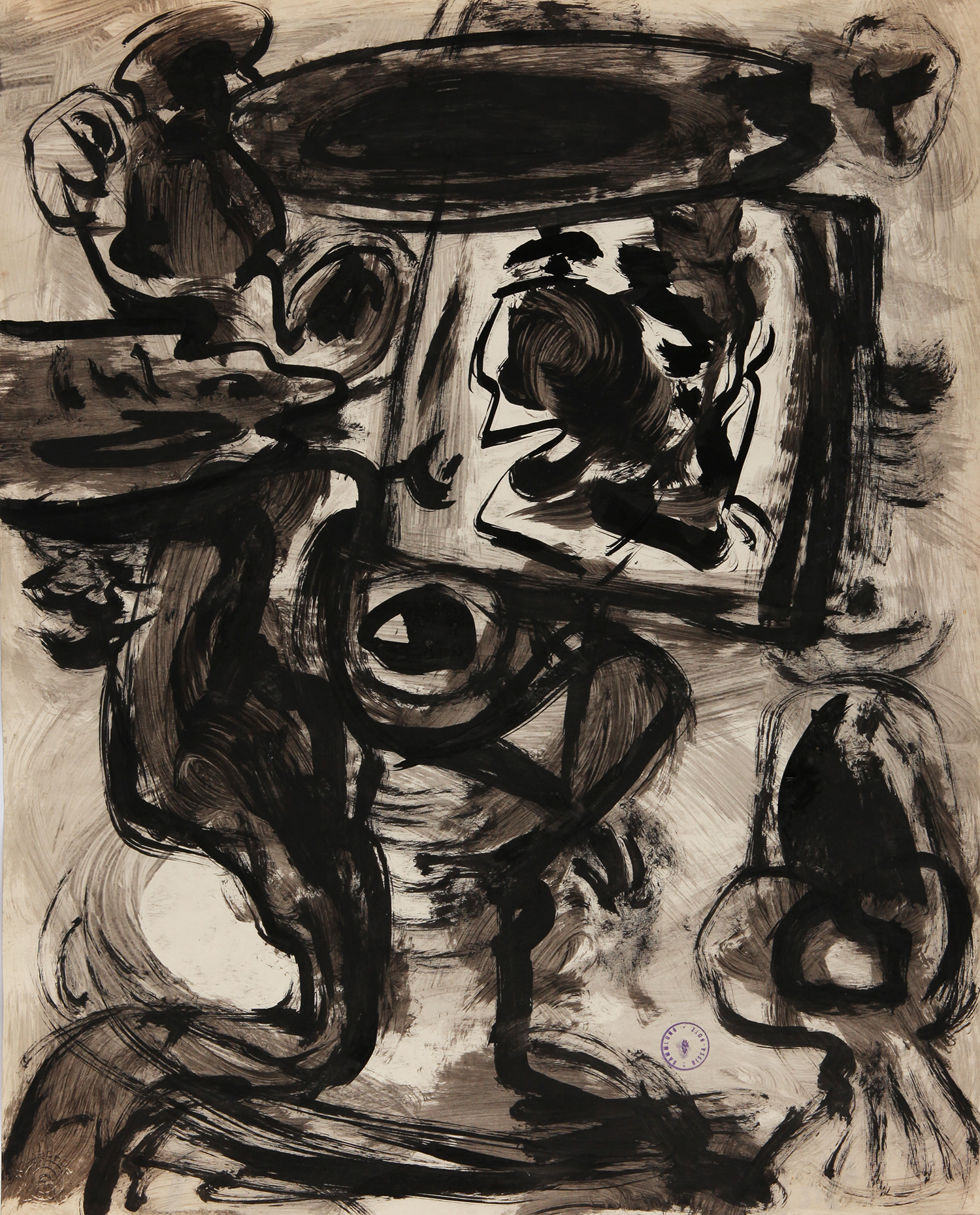 Studie 52 Gouache auf Papier 65×49,5 cm Rückseite Schublade IMG_2006