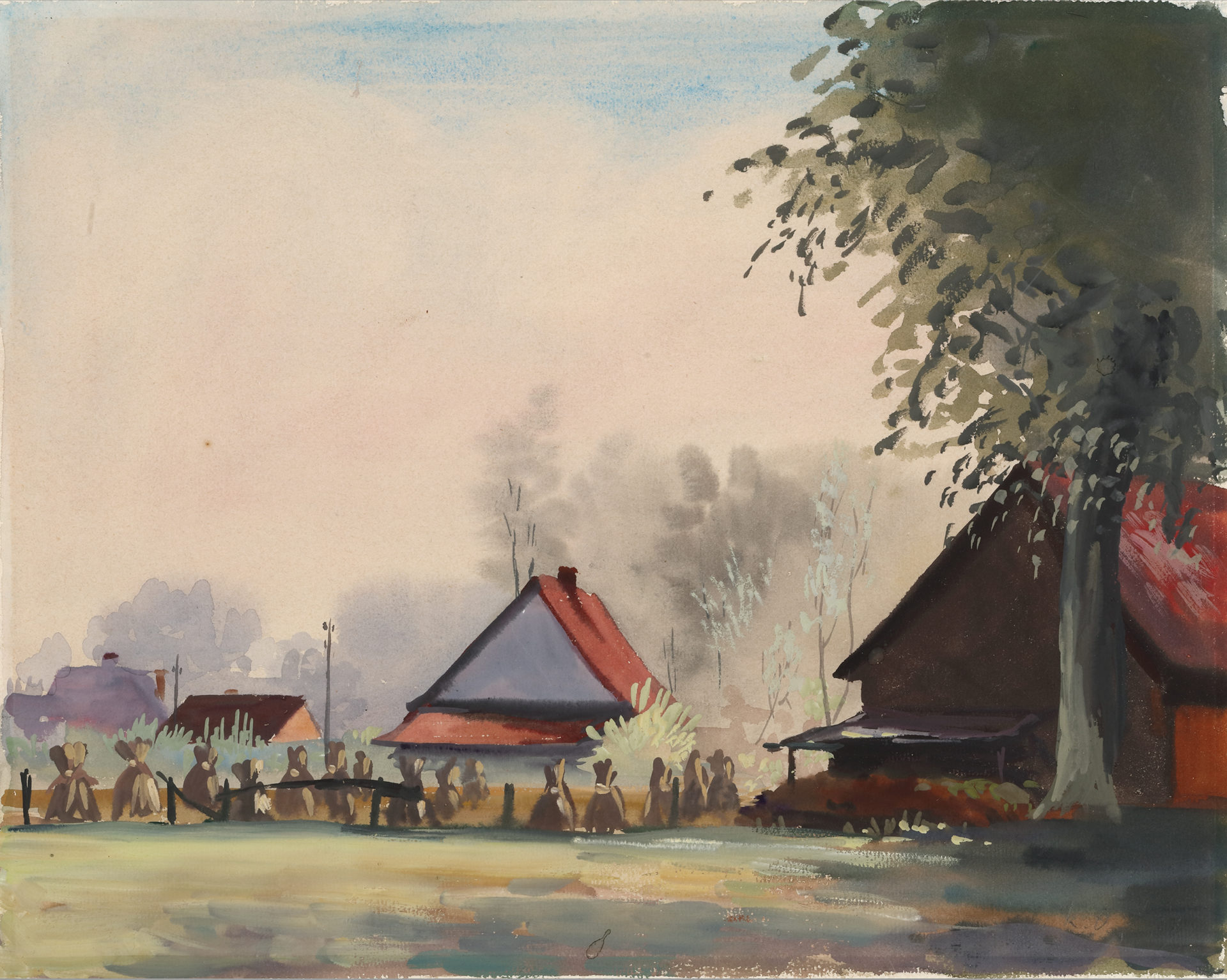 Westfälische Bauernhöfe 1937 27,5x34cm Aquarell und Tempera Foto RMaass 2K9A8972