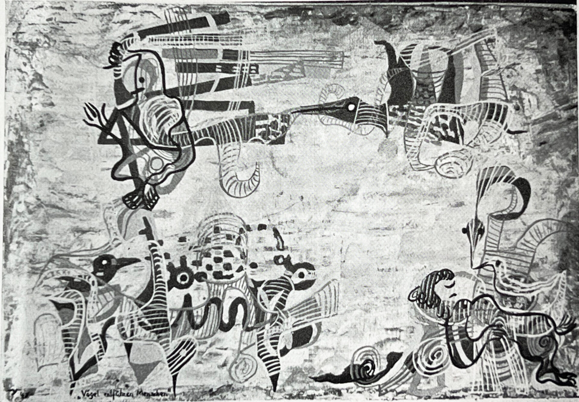 1942 Vögel mit entführten Menschen 30x44cm Tempera IMG_2332